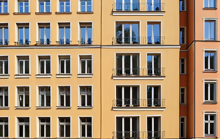 **Latvian Investment Immigration:** A modern apartment building in Riga, Latvia, with families moving in.  Highlight the blend of old and new architecture, with a European feel.