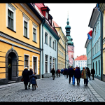 라트비아어와 러시아어 비교 - Historical Influence**

"Riga cityscape, blending Latvian and Russian architectural styles, historic...