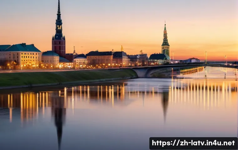 라트비아 국제 관계 - **Prompt:** "A panoramic shot of Riga, Latvia's vibrant capital, at dusk. The Daugava River flows th...